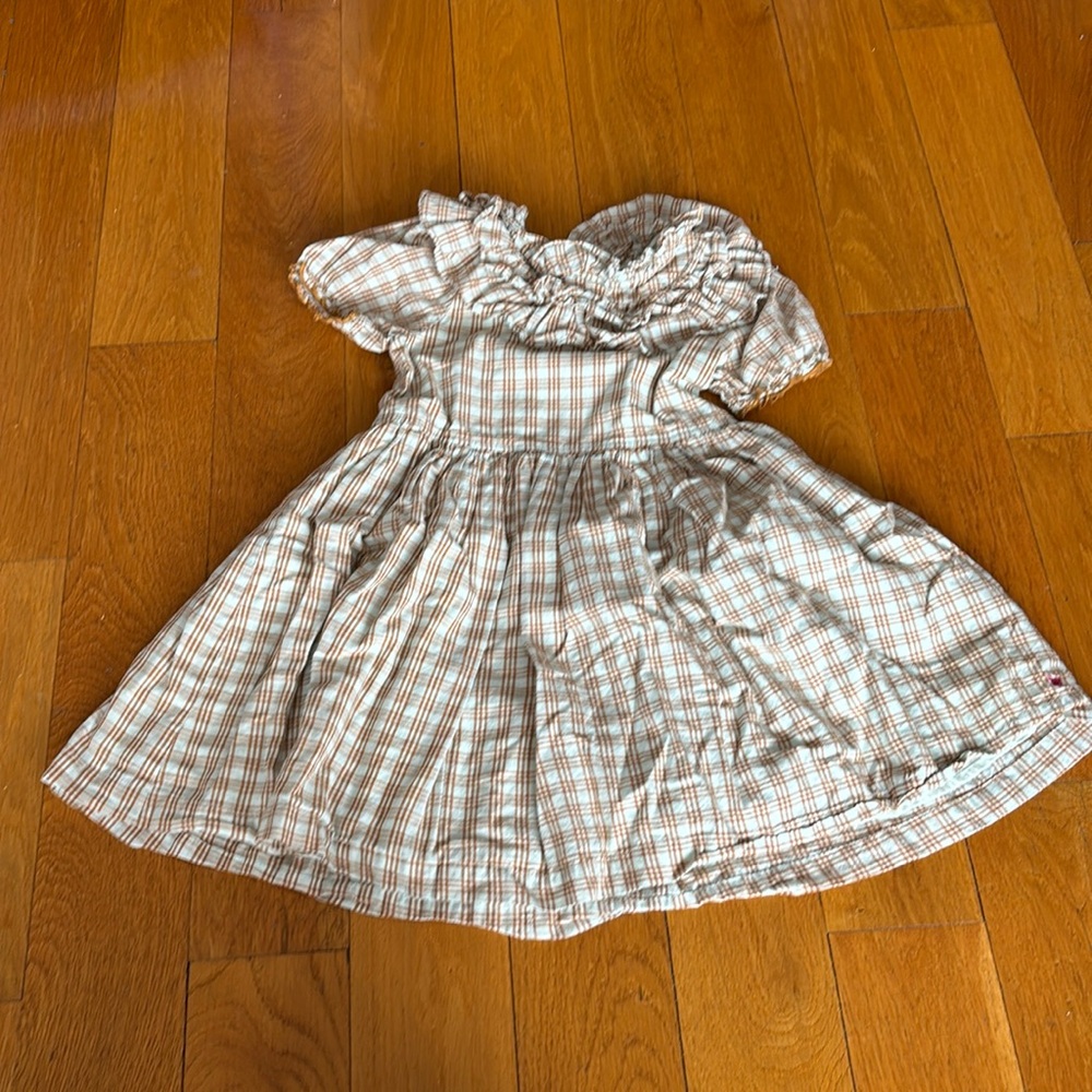 Pink Chicken Plaid Ruffle Short Sleeve Dress 5Y
